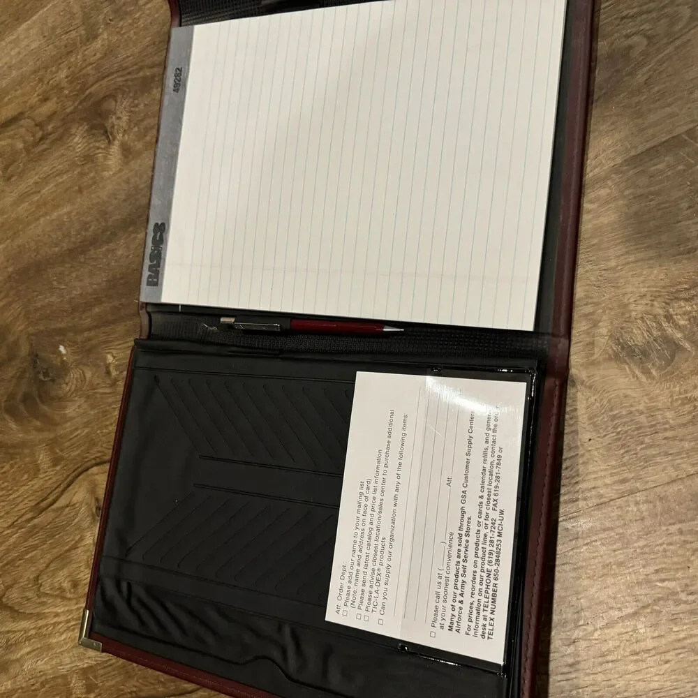 VTG Tic-La-Dex Legal Binder Document Holder Burgundy Red Gold Accents Calculator